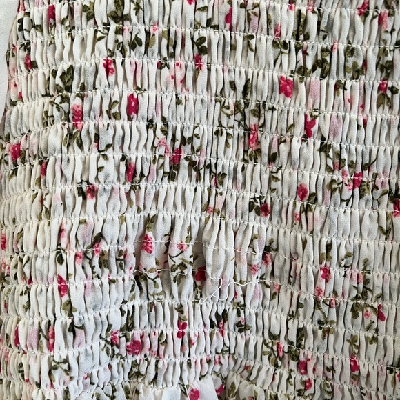 Floral Smocked Blouse - White and Pink - Picture 2 of 3